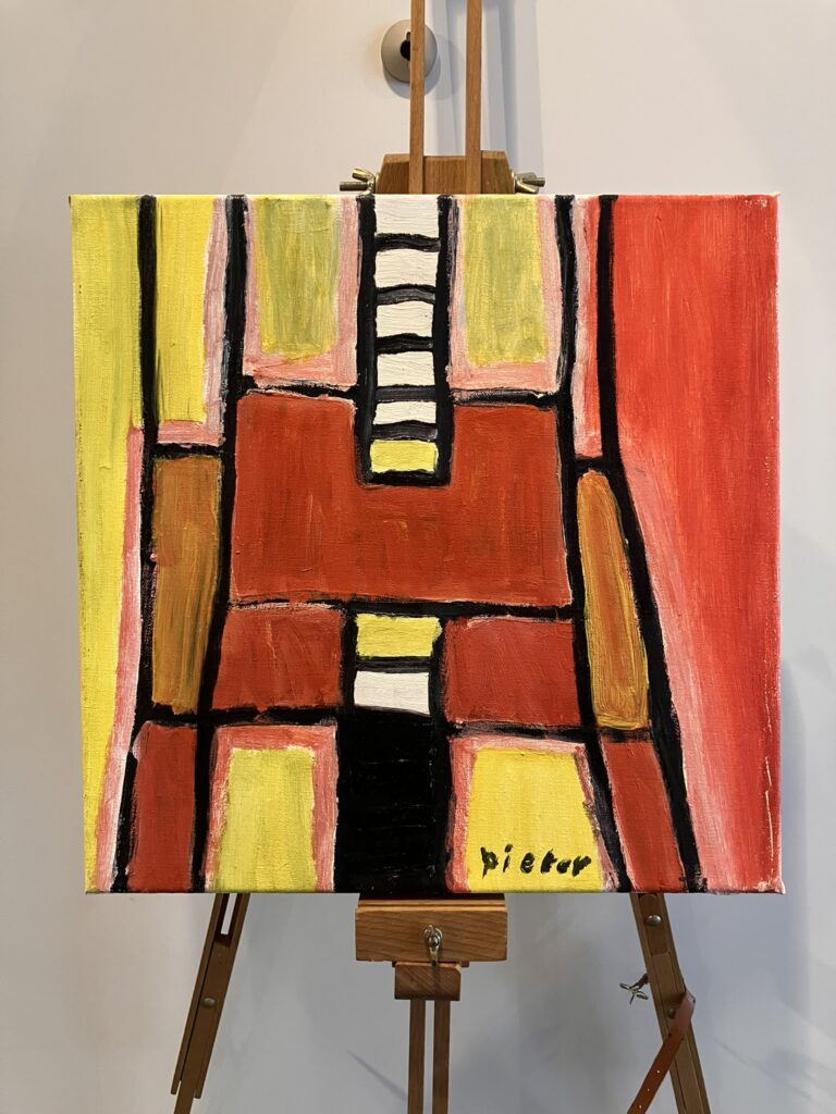 Ladders bouwen bruggen III 40 x 40 cm 1990