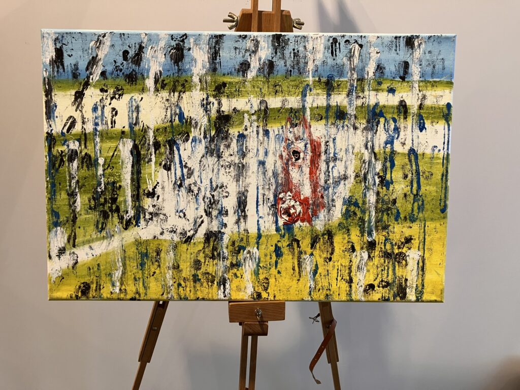 Schilderij de kudde nog an toe (2013) 60 x 40 cm